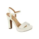 Stiletto Blanco 7cm Taco Grueso Semi Abierto Vizzano