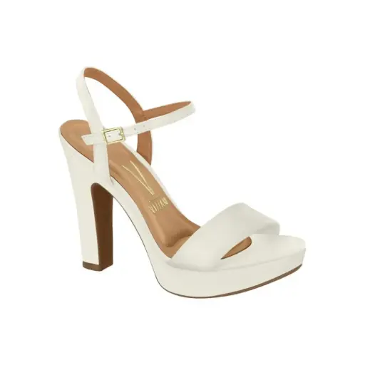 Stiletto Blanco 7cm Taco Grueso Semi Abierto Vizzano